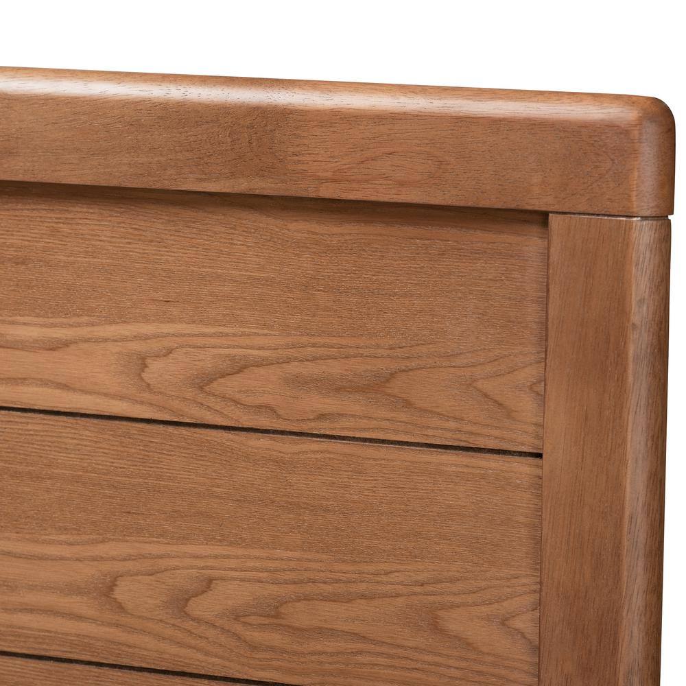 Full Size Ash Walnut Wood Storage Bed with Headboard and Drawers