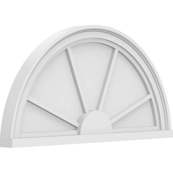 Ekena Millwork 2 in. x 28 in. x 14 in. Half Round 4-Spoke Architectural Grade PVC Pediment Moulding