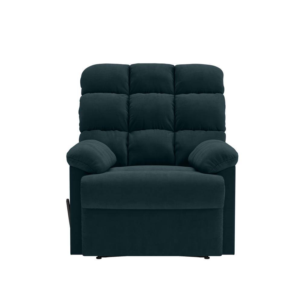 Deep Blue Microfiber Wall Hugger Recliner with Wood Frame