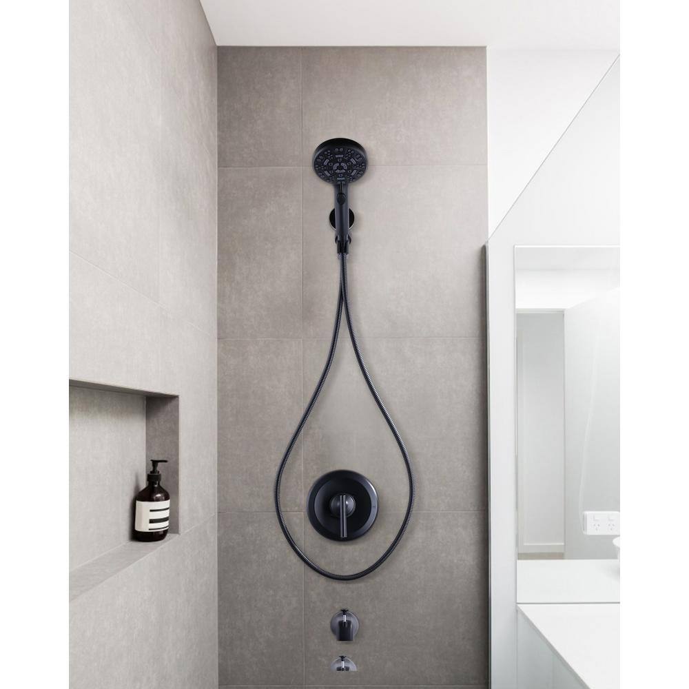 Matte Black Single Handle 7-Spray Wall Mounted Shower Faucet Set