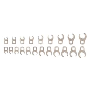 5/16-3/4 in., 8-19 mm 3/8 in. Drive 6-Point Flare Nut Crowfoot Wrench Set (21-Piece)