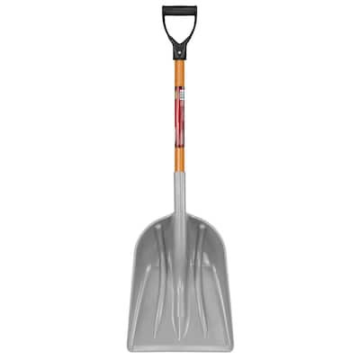 31 in. Wood Handle Poly Short Scoop Shovel with D-Grip
