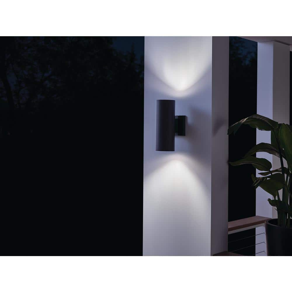 12" Black Aluminum Cylinder Outdoor Wall Sconce