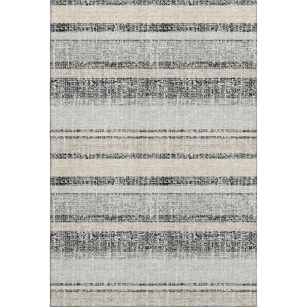 Mayfield Premium Machine Washable Abstract AMF2122 Black 10 ft. x 14 ft. Area Rug
