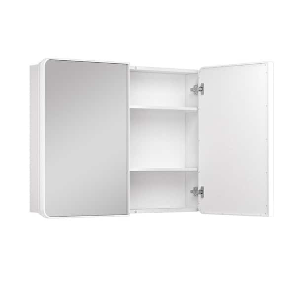 40 in. W x 32 in. H Rectangular Brass Gold Stainless Steels Framed Recessed/Surface Mount Medicine Cabinet with Mirror
