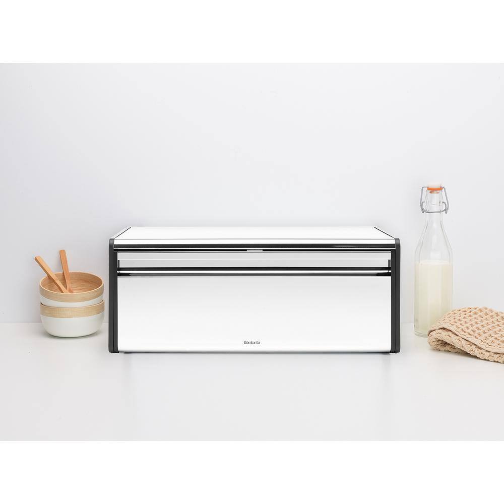 Brilliant Steel Bread Box with Black Accents