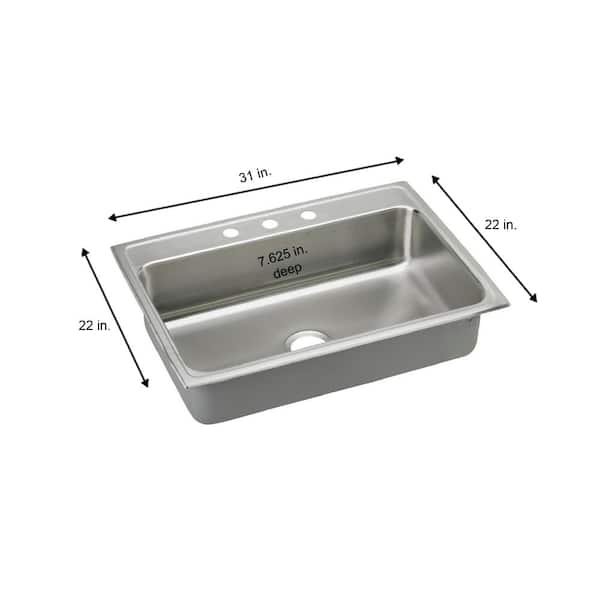 Lustertone 31 in. Drop-in Single Bowl 18-Gauge Stainless Steel Kitchen Sink Only
