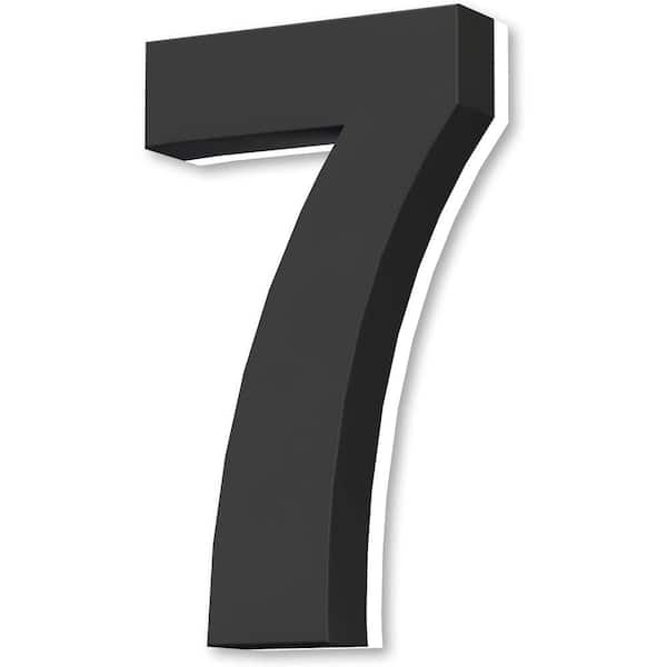 Movisa 7 in. Black Stainless Steel Hand-Polished LED Backlit House Number 7