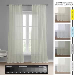 Montpellier Patterned Faux Linen Sheer Curtain - 50 in. W x 108 in. L Rod Pocket with Hook belt Single Window Panel