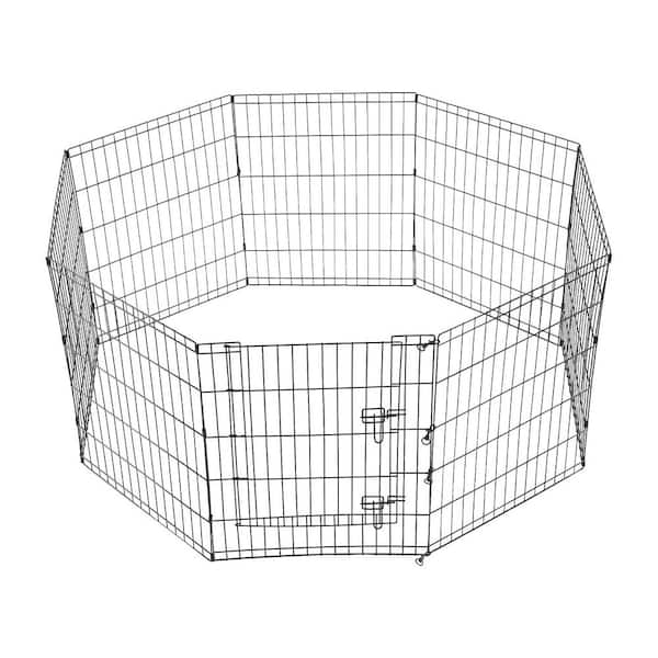 8-Panels 24 in. Height Dog Fence Puppy Pen Indoor Outdoor Foldable Pet Exercise Pen