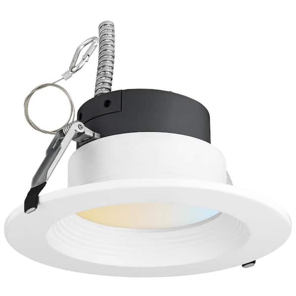 Sunlite 6 in. Selectable CCT 3000K 3500K 4000K Dimmable Integrated LED White Recessed Light Trim