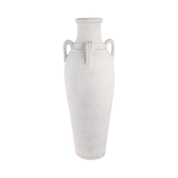 Liv & Skye 39 in. Ivory Ceramic Amphora Decorative Vase With