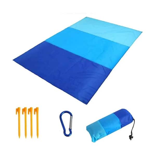 Shatex 79 in.x 83 in. Beach Mat Sand Proof Picnic Blanket Water Resistant Camping Mat Blue.