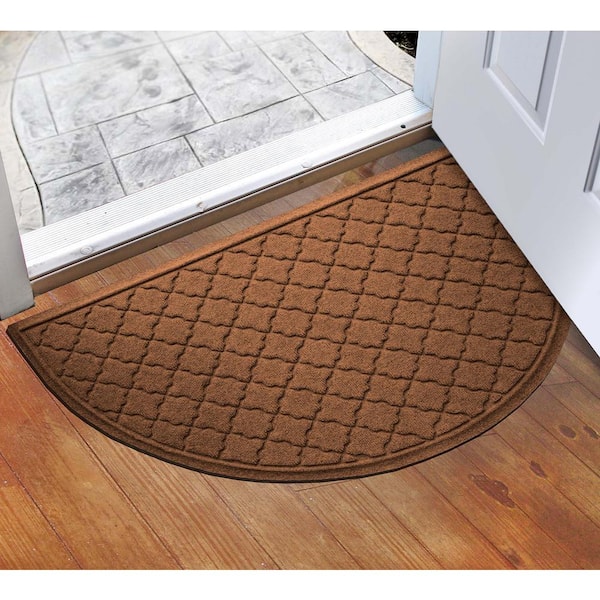 Waterhog Cordova 24 in. x 39 in. Half Round PET Polyester Indoor Outdoor Door Mat Dark Brown
