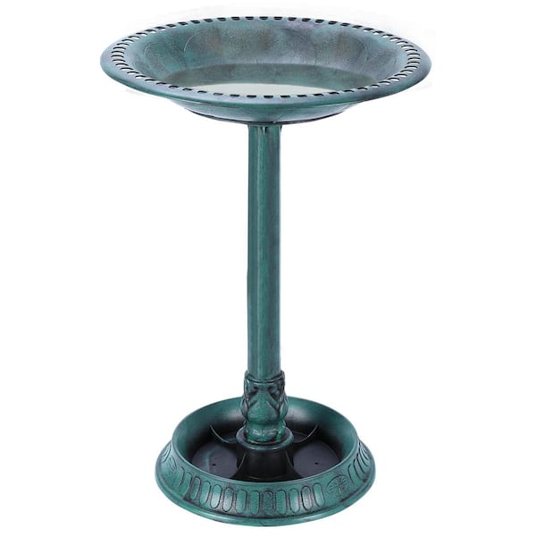 VIVOSUN 28 in. H Polyresin Lightweight Antique Garden BirdBath with ...