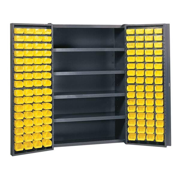 Edsal 72 in. H x 48 in.W x 24 in. D 5-Shelf Welded Steel Freestanding Storage Cabinet with 128 Bins