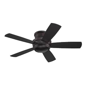 Tempo Hugger 44 in. Indoor Flushmount Oiled Bronze Finish Ceiling Fan w/LED Light Kit and Remote/Wall Control (Included)