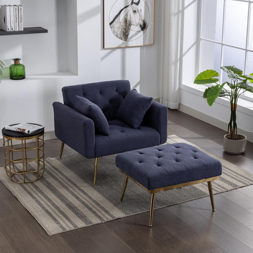 Navy chair store and ottoman