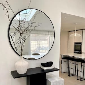 36 in. W x 36 in. H Black Vanity Round Wall Mirror Aluminum Alloy Frame Bathroom Mirror
