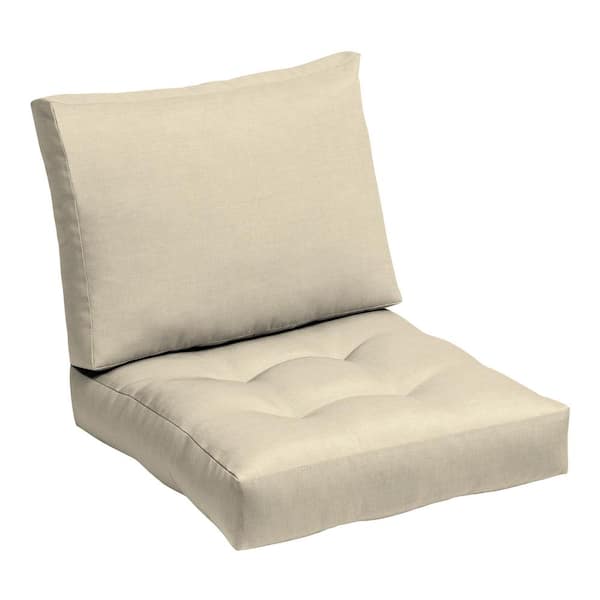 ARDEN 24 in. x 18 in. Outdoor Plush Modern Tufted Blowfill Deep Seat Lounge Chair Cushion Tan Leala