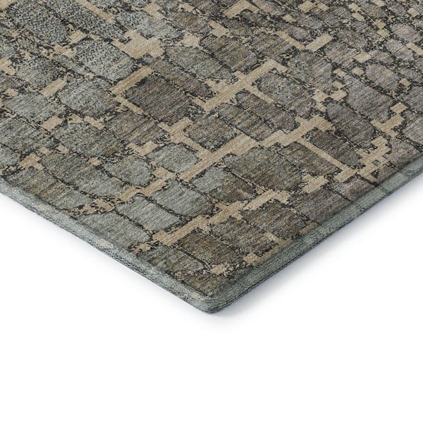 Mayfield Premium Machine Washable Abstract AMF988 Putty 3 ft. x 4 ft. Area Rug