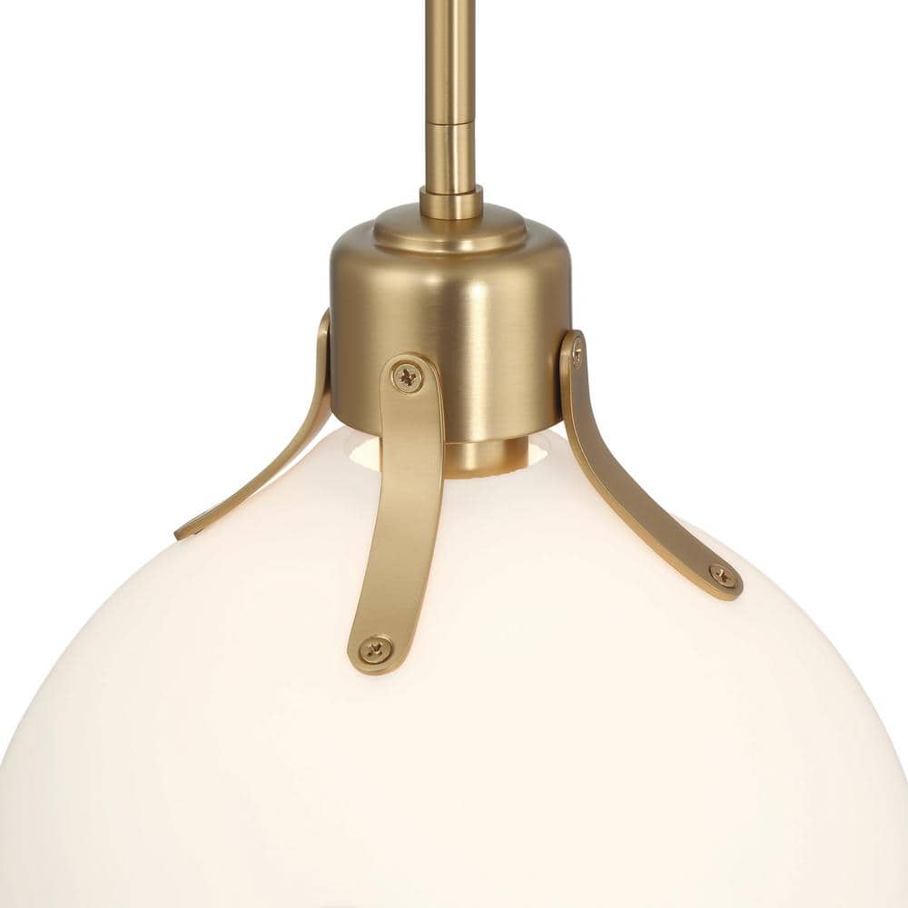 Gold and White Glass Dome Ceiling Light with Adjustable Height