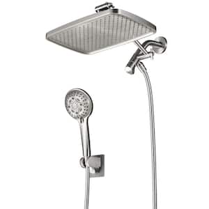 Rainfull 2-in-1 8-spray with 1.8 GPM 12 in. Wall Mount Dual Shower Head and Handheld Shower Head in Brushed Nickel