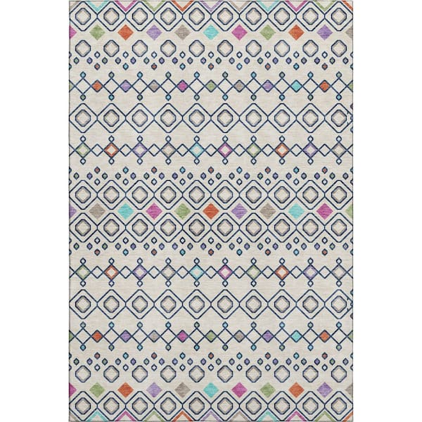 Mayfield Premium Machine Washable Abstract AMF938 Linen 8 ft. x 10 ft. Area Rug