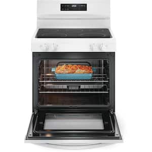 30 in. 5 Burner Element Freestanding Electric Range in White with EvenTemp and Steam Clean