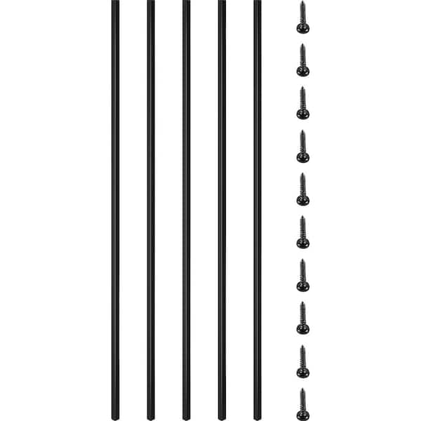 VEVOR 44 in. x 0.5 in. Deck Balusters Staircase Baluster Black Iron Deck Railing Square Baluster for Outdoor (16-Pack)