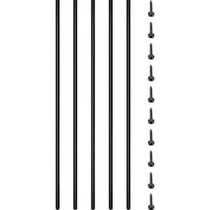 44 in. x 0.5 in. Deck Balusters Staircase Baluster Black Iron Deck Railing Square Baluster for Outdoor (16-Pack)