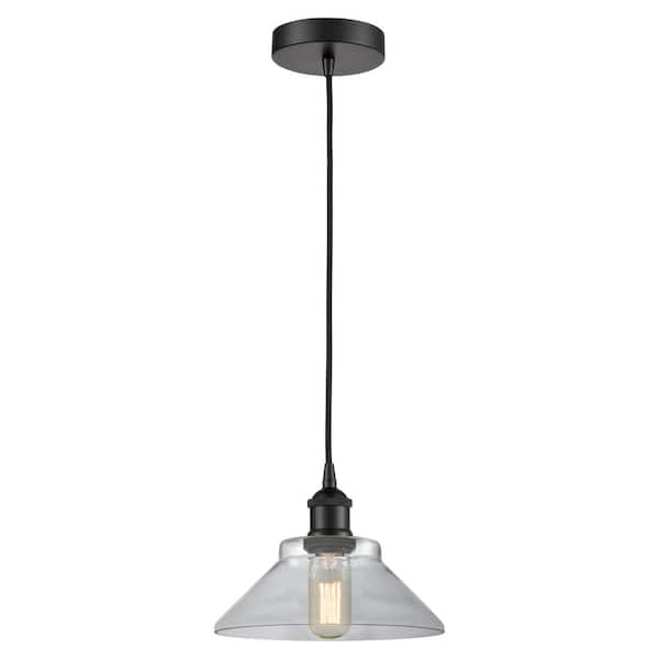 Innovations Orwell 60-Watt 1-Light Matte Black Standard Mini Pendant Light with Clear Glass Shade, No Bulbs Included