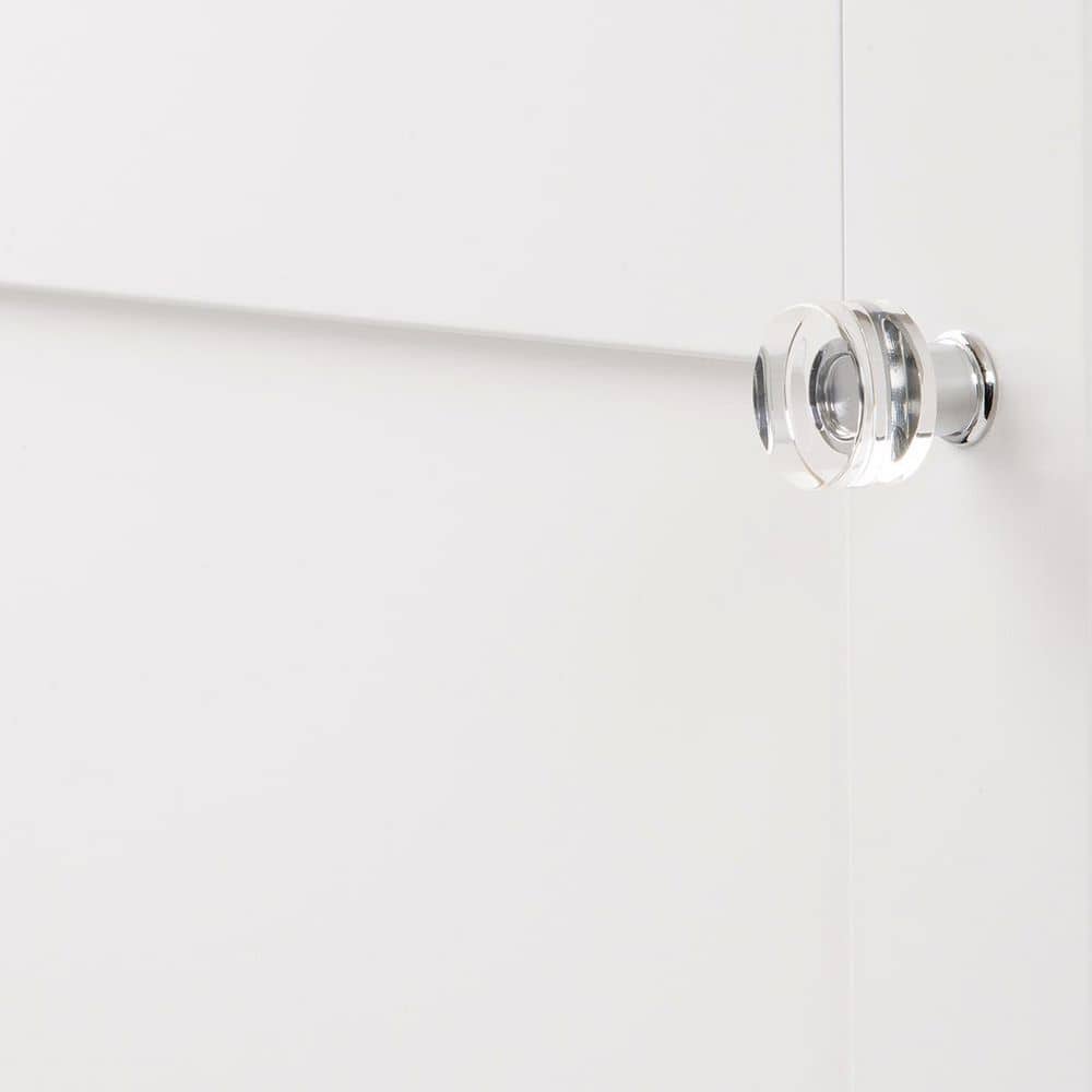 Chrome and Acrylic Round Mushroom Knob with Mounting Hardware
