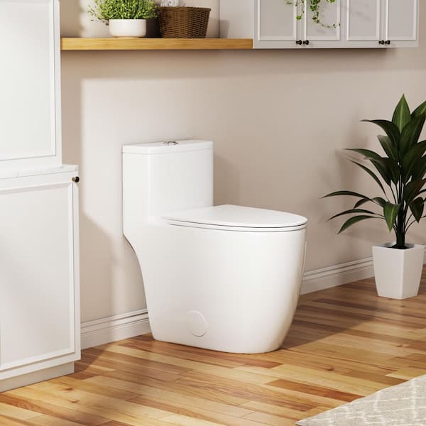 12 in. Rough-in ADA Height 1-piece 1.0/1.28 GPF Dual Flush Elongated Toilet in White Seat Included, 1000g Map Score