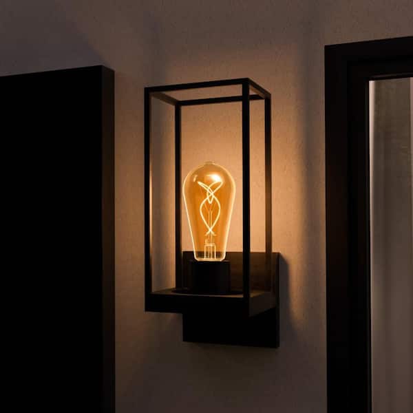 40W Equiv. ST19 Dim. Knot Thin Filament Amber Glass E26 Vintage Edison LED Straight Tapered Light Bulb Warm White 2-Pack