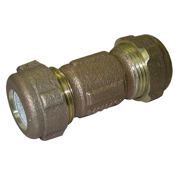 JONES STEPHENS 3/4 in. CTS or 1/2 in. IPS Bronze Coated Brass Compression Coupling (3 in. Length) for Pipe Repair