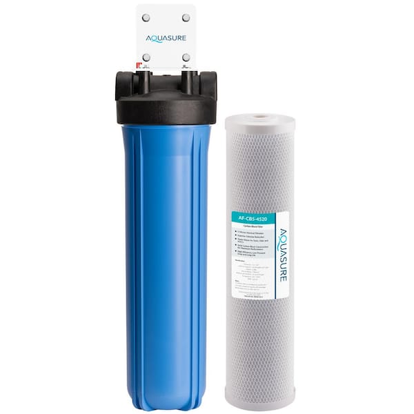 AQUASURE Fortitude High Flow Whole House 5 Micron Carbon Block Water Treatment System 20 in. x 4.5 in.