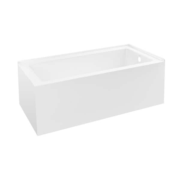 Voltaire 72 x 36 Right Drain Soaking Alcove Corner Apron Bathtub in Glossy White