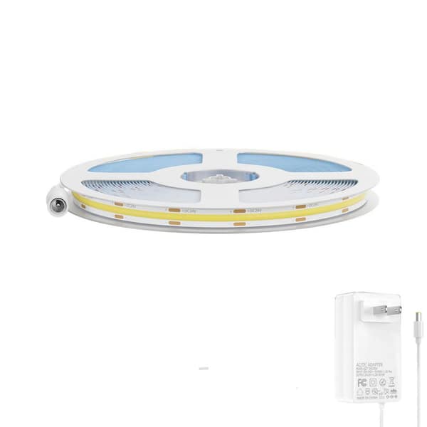 COB 32.8 ft. Dotless LED Lights Warm White 2700K with RF Remote, Super Bright Dimmable 24V Adhesive LED Tape Light
