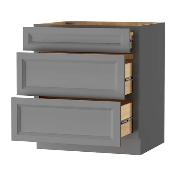 Keyport Shaker 30 in.W x 24 in.D x 34.5 in.H in Charcoal Plywood Tool-Free Ready to Assemble Drawer Base Kitchen Cabinet