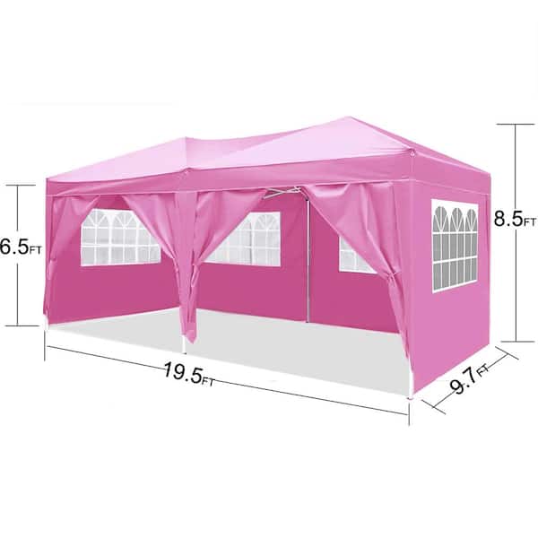 10'x20' EZ Pop Up Canopy Tent, Outdoor Portable Folding Shelter with 6 Removable Sidewalls, Carry Bag and 4 Weight Bags