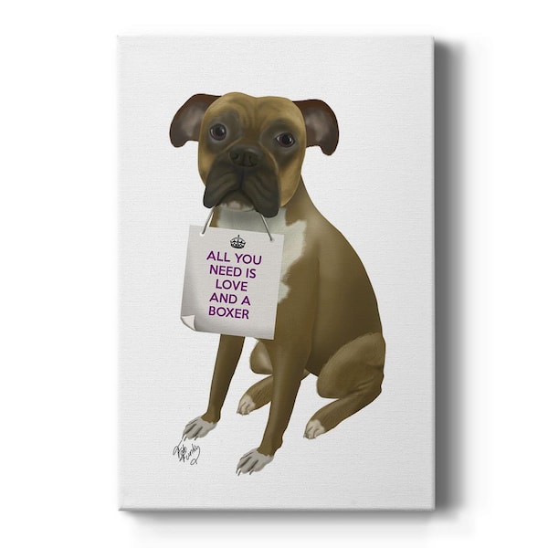 Wexford Home Love and Boxer By Wexford Homes Unframed Giclee Home Art Print 27 in. x 16 in.