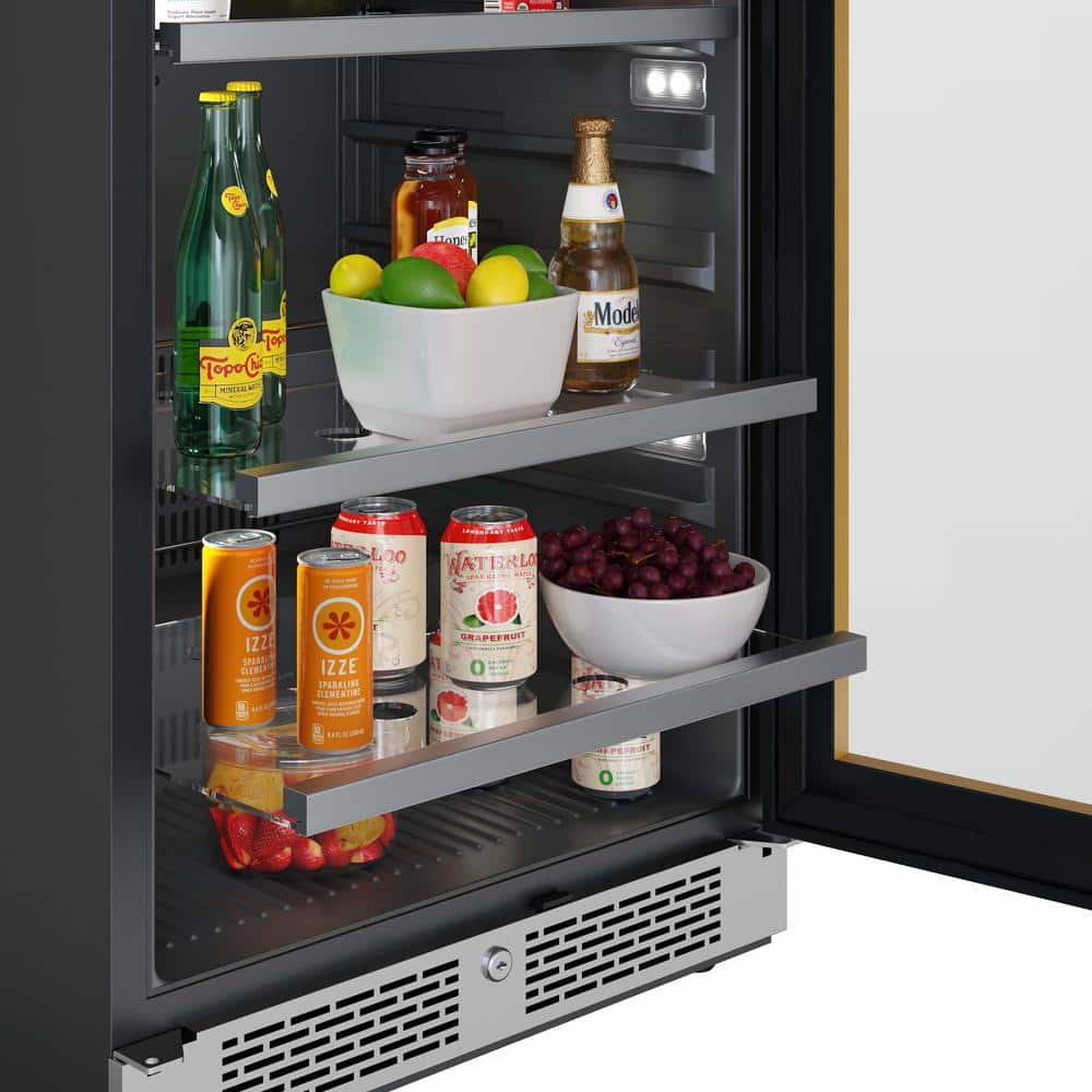 Stainless Steel 140-Can Capacity Undercounter Beverage Cooler with Glass Door