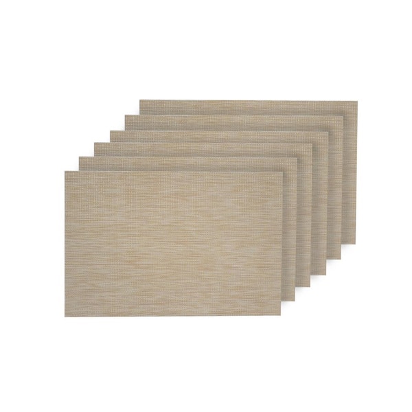Dainty Home Natural Shimmer Ivory Woven Textilene Reversible Rectangle Placemats (Set of 6)