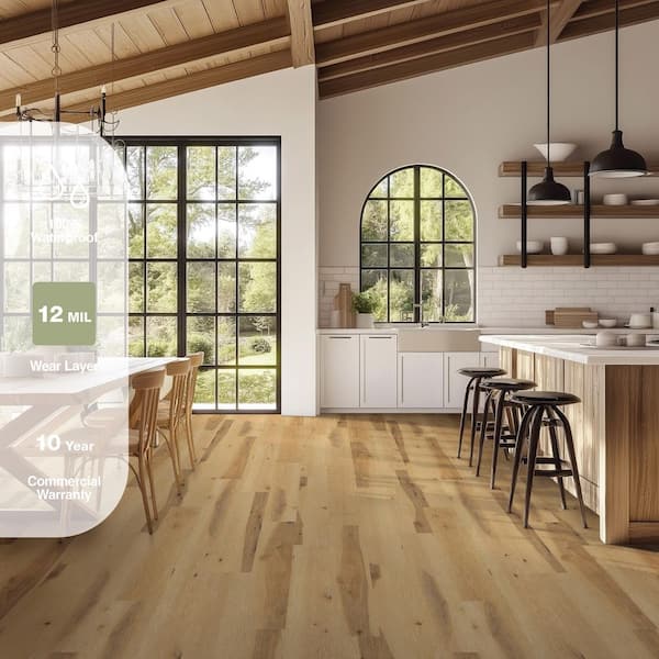 Leo Hill Oak 12 MIL x 7 in. W x 48 in. L Waterproof Click Lock Luxury Vinyl Plank Flooring (23.8 sq.ft. /Case)