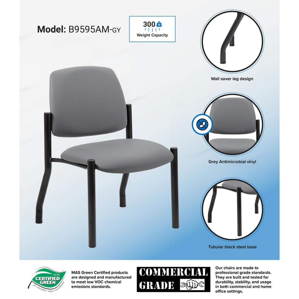 Gray Armless Vinyl and Metal Guest Chair