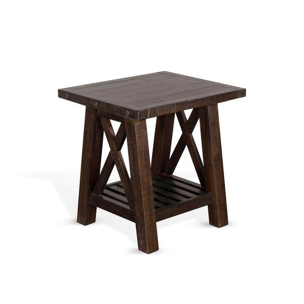 T4126 - End Table - Dark Brown / Oak / Silver