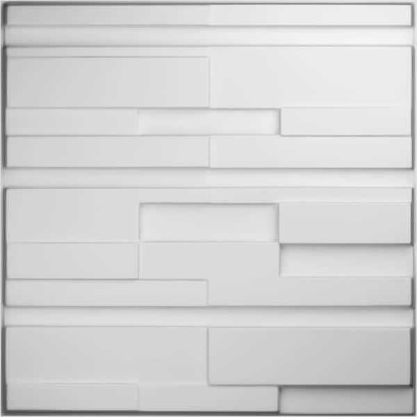 Ekena Millwork 1 in. x 19-1/2 in. x 19-1/2 in. Offset Brick EnduraWall PVC Decorative 3D Wall Panel, White, (20-Pack for 53.49 sq. ft.)