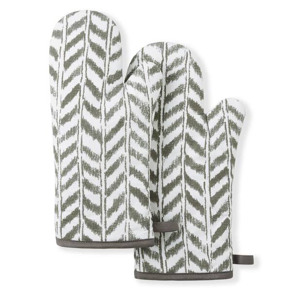 Tommy Bahama Maui Herringbone Cotton Grey/White Oven Mitt Set (2-Pack)
