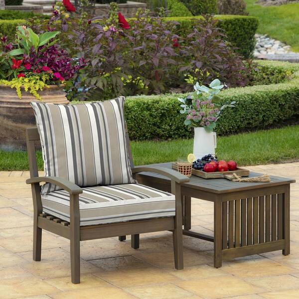 Honeycomb Indoor/Outdoor Stripe Taupe Highback Dining Chair